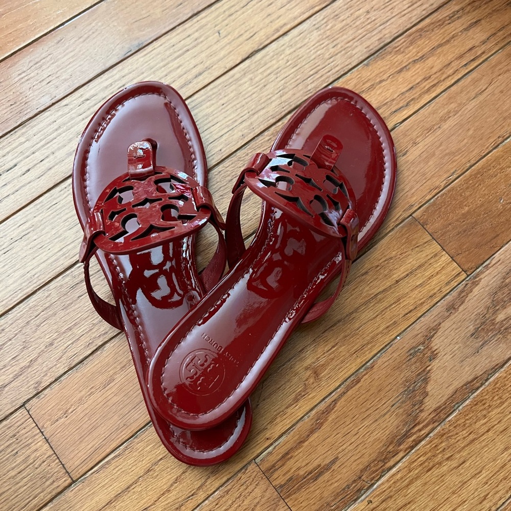 Red patent leather sandals from Tory Burch. Has original receipt , dust bags.